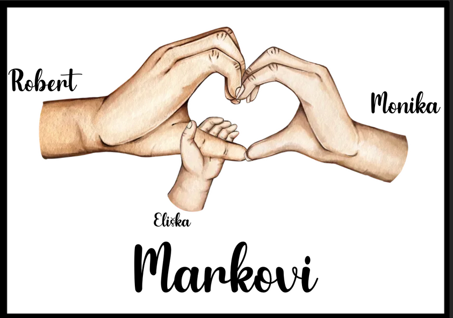 Personalizovaný plakát Rodinné ruce se srdcem